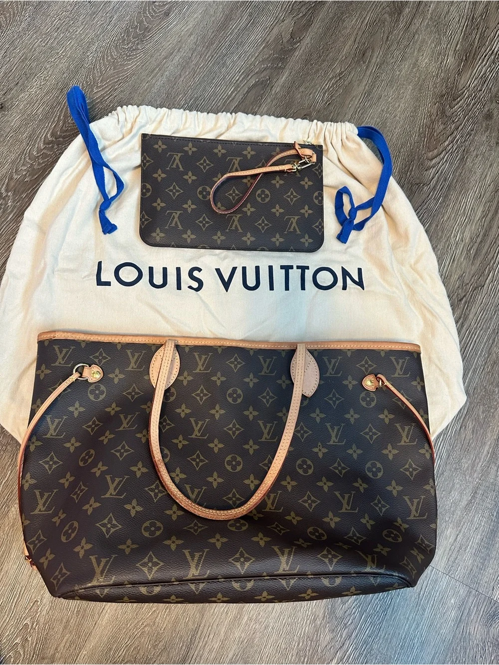 Louis Vuitton Monogram Canvas Neverfull Tote MM w/ Pouch & DustBag Beige Lining